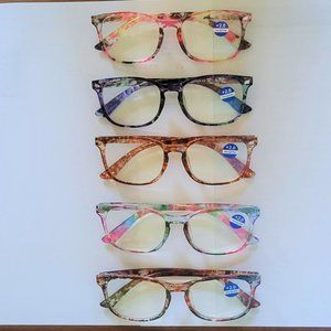Stylish Readers Reading Glasses 2.0 magnification 5 pack Multi-color frames